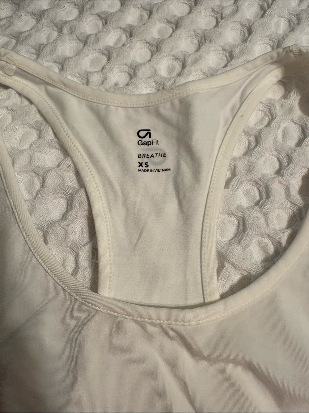 GAP White Racerback Tank with Subtle Shimmer - Picture 3 of 6